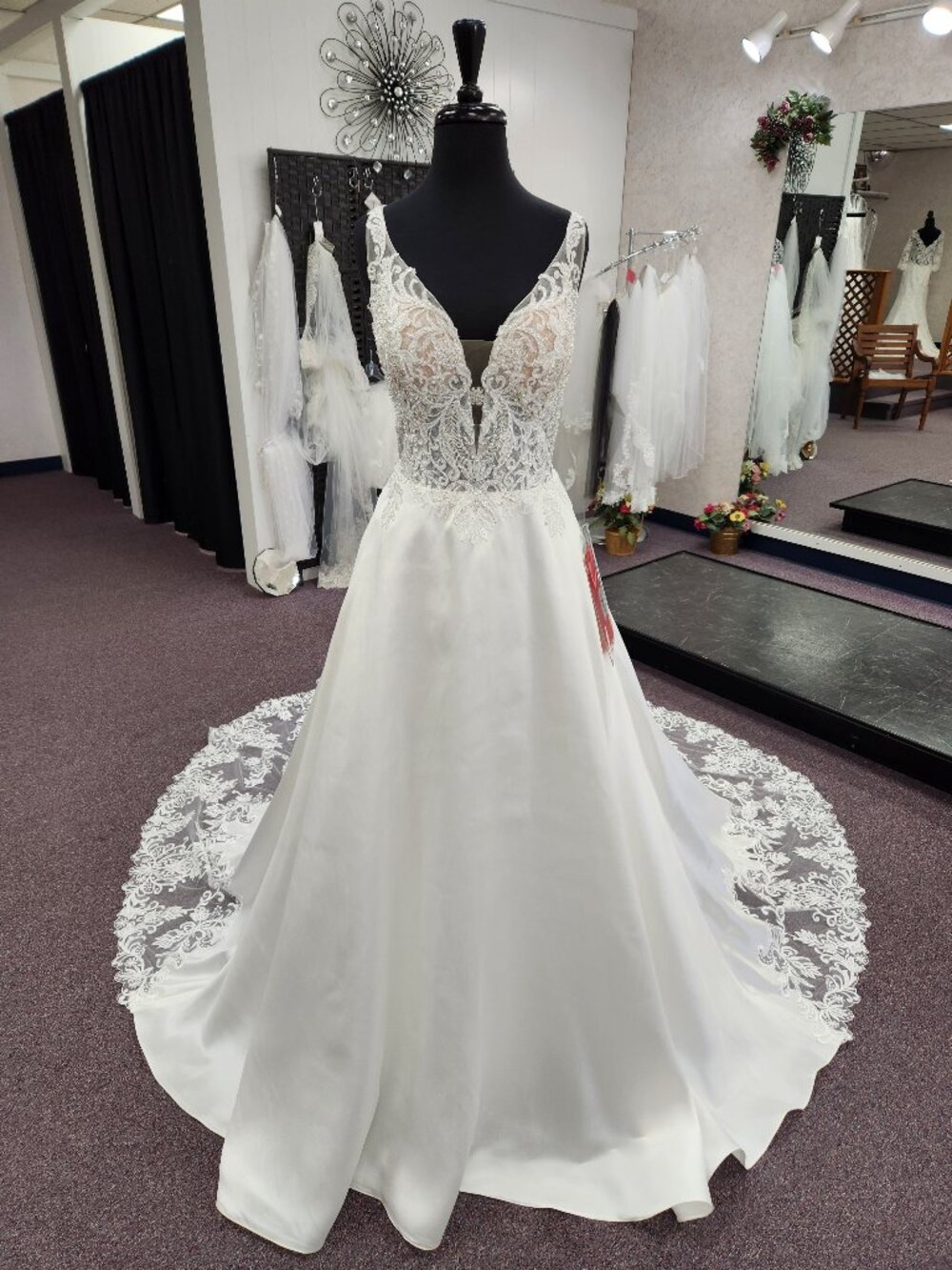Private Label Bridal Gown Hazel Ivory Size 14 Mikado Satin/Lace